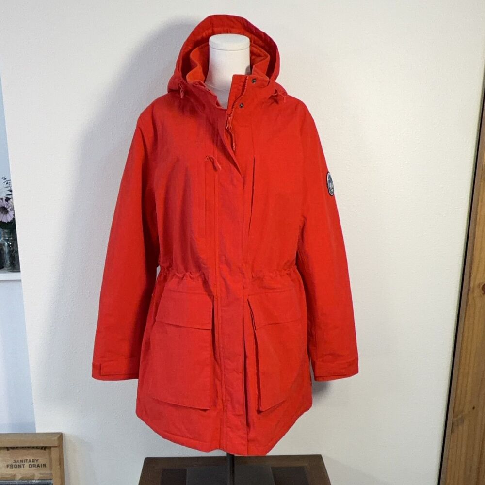 Lands' End Squall Women's Parka Jacket Red XL Hooded Winter Outdoor Nylon